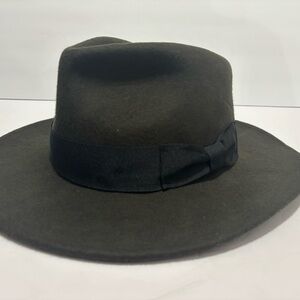 Epoch Olive Green Wool Fedora Hat | Wide Brim | Size L/XL | 100% Wool